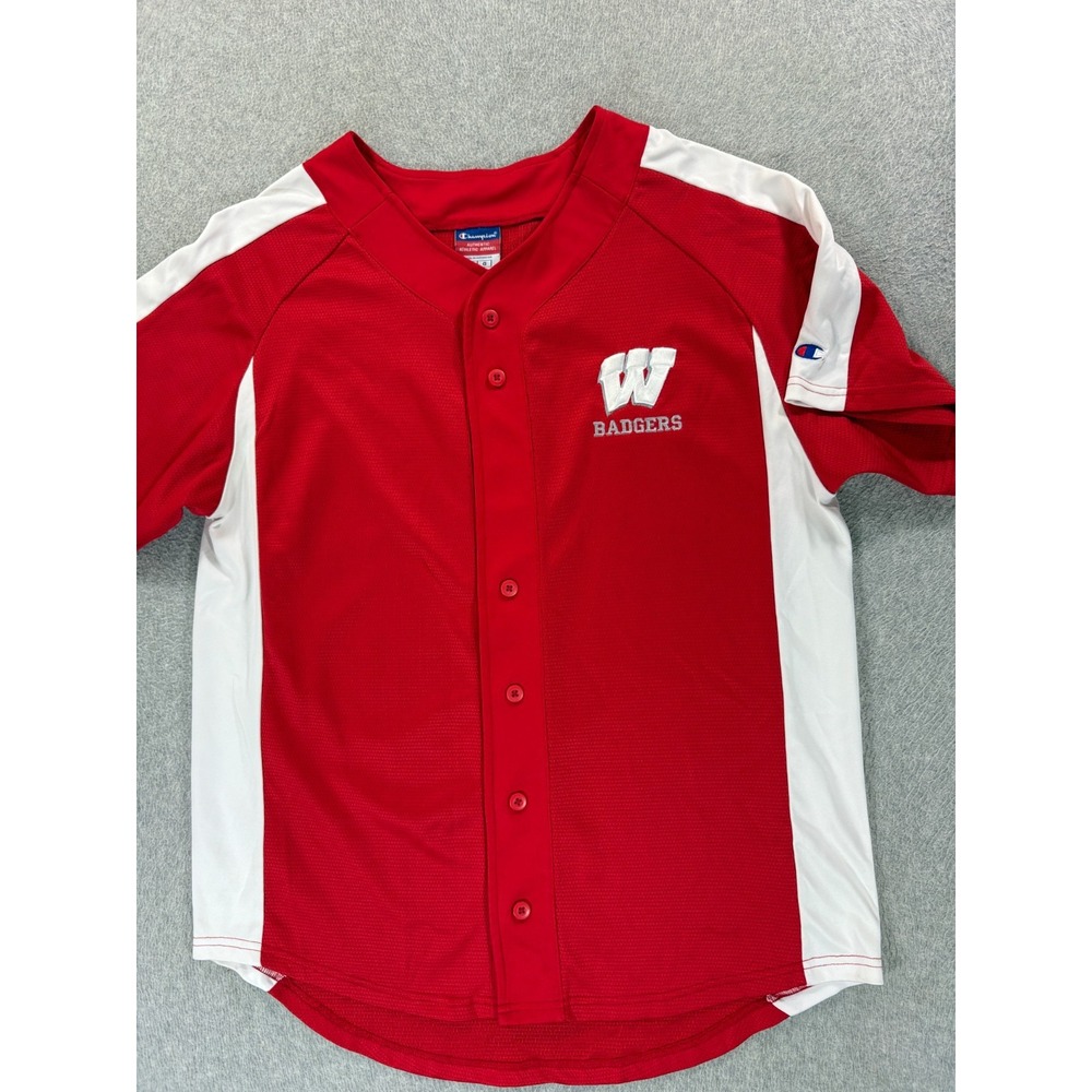 Wisconsin Badgers Champion Stitched Logo Campus Shirt (Men's Large) Red